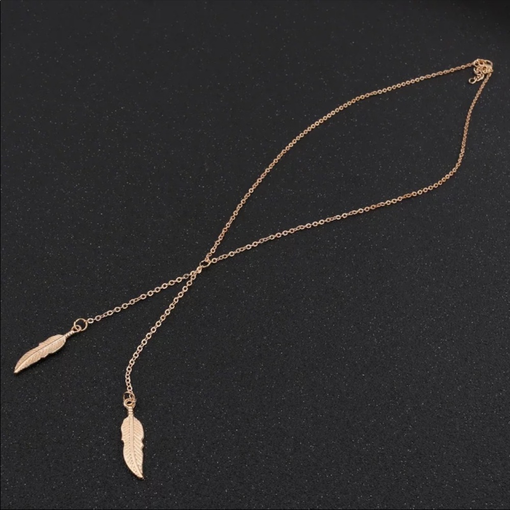 New Fashion Long Gold Color Leaves Choker Pendant Necklace - Picture 5 of 7